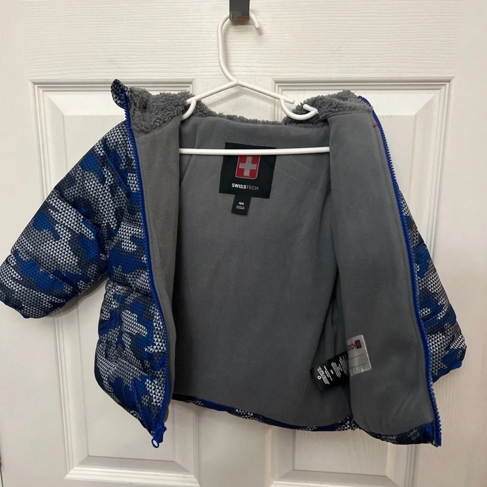 Swiss Tech Baby Toddler Boy Puffer Jacket Winter Coat Blue Camo